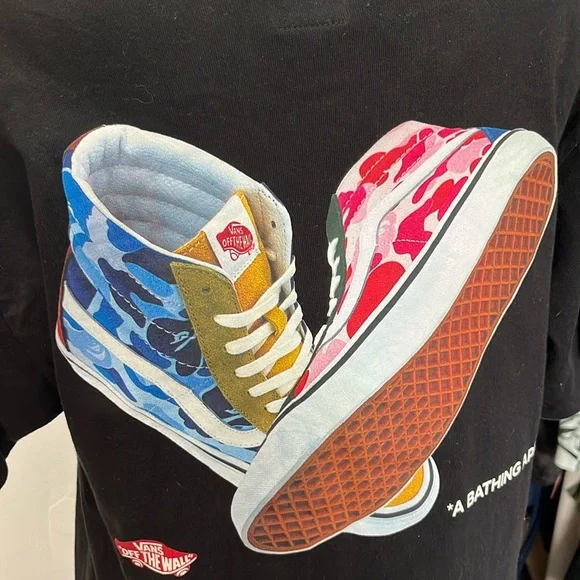 Vans x a bathing ape black tshirt size medium - Picture 1 of 10